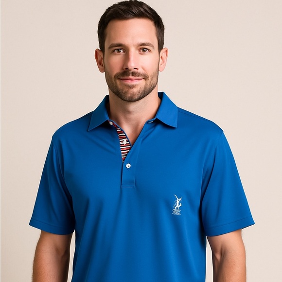 FootJoy Blue and Red Striped Large Polo Shirt - Picture 2 of 5